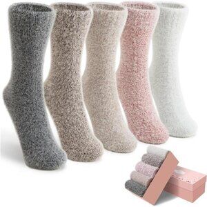 New 5 Pairs Fuzzy Soft Cozy Comfortable Socks for Women, Casual Sleep Comfy Sock